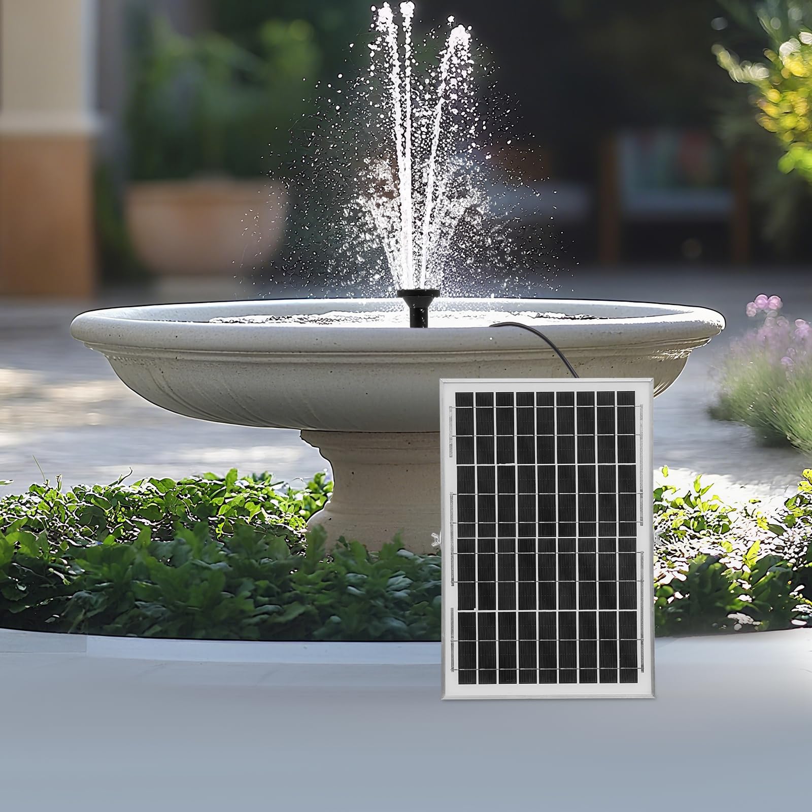 Set di pompe solari per laghetto, 10 W, 1000 l/h, con pannello solare, pompa per laghetto, pompa senza spazzole, altezza 2,5 m, per bagni di uccelli, piscine, piccoli stagni