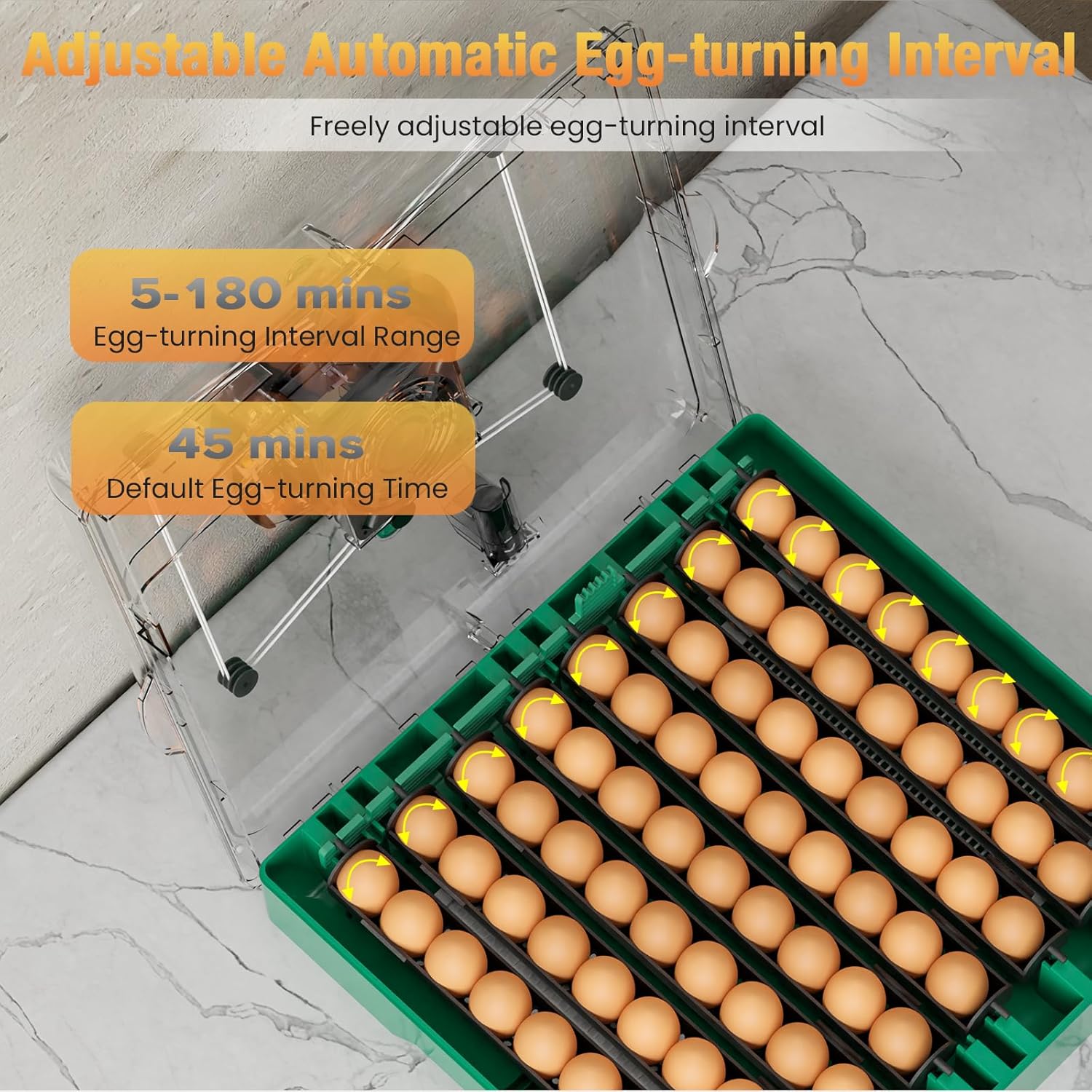 Egg Incubator for Chicken Eggs, 72 Egg Large Capacity with Automatic Egg Turner and Humidity Control, Egg Hatching Incubator for Chicken, Quail, Duck & Geese with Built-in Candler for Farm & Classroom