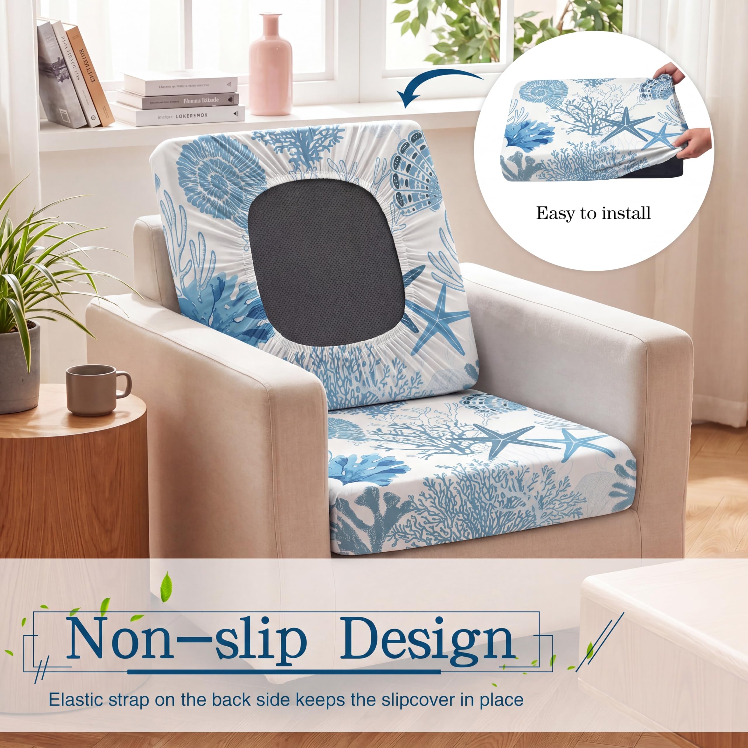 Coral Patio Cushion Covers - Stretch Slipcovers -6