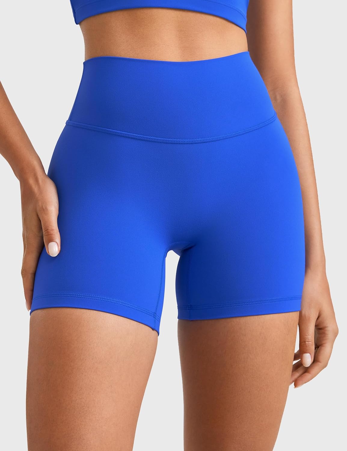 Womens High Waist No Front Seam Scrunch Butt Biker Shorts 5 Inches V-Back Scrunch Booty Gym Workouts