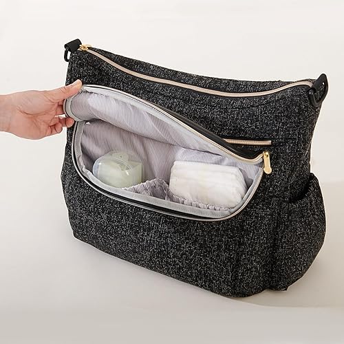 Miniatura 4 de SUNVENO Bolsa de pañales de gran capacidad para mamá, bolsa de viaje para maternidad, universal, para cochecito de bebé, organizador, negro, (Black