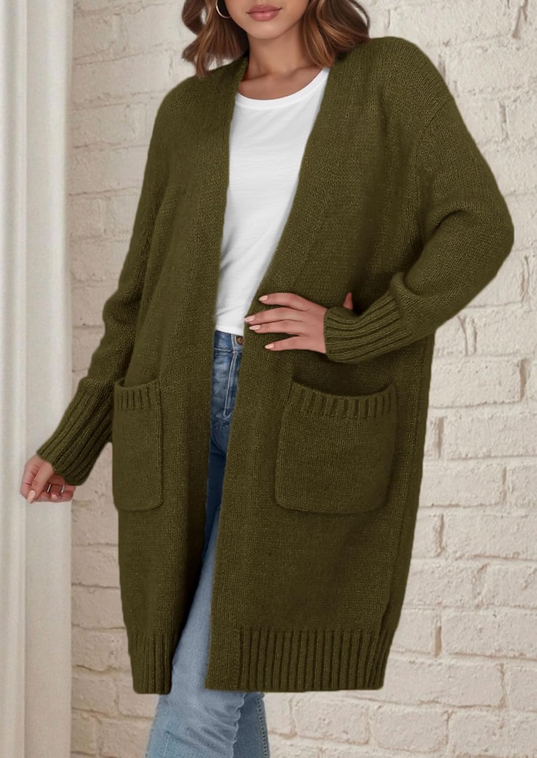 PRETTYGARDEN Fall Long Sleeve Cardigan Sweaters for Women 2026 Trendy Winter Open Front Loose Knitted Cardigans with Pockets - Image 7