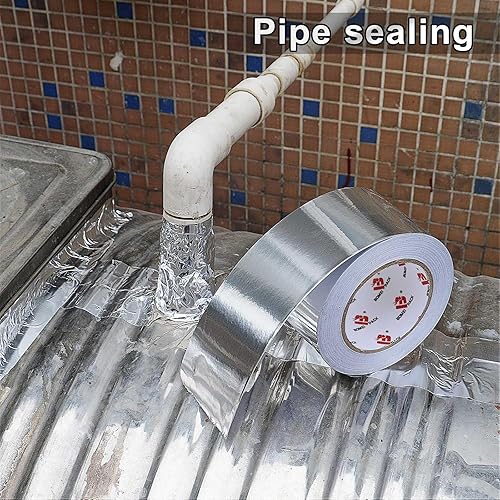 Miniatura 6 de BOMEI PACK Cinta de papel de aluminio, cinta adhesiva de metal resistente, cinta plateada de alta temperatura, perfecta para sellar y parchear,