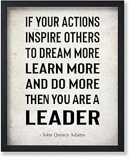 Poster Master John Quincy Adams Poster - If Your Actions Inspire Others Print - Leadership Quote Art - Gift for Boss, Colleagues - Motivational Decor for Classroom, Office - 8x10 UNFRAMED Wall Art