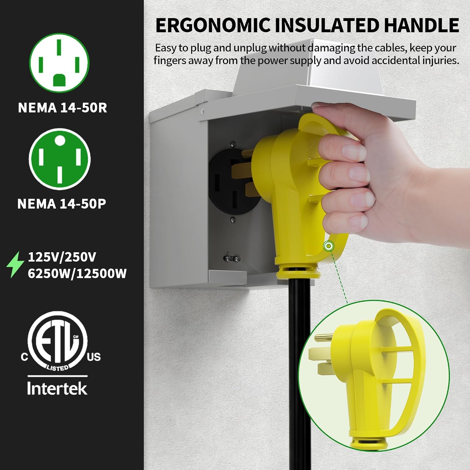 POWGRN NEMA 14-50P to 14-50R 10 FT 50 Amp RV/EV Extension Cord Outdoor image 4