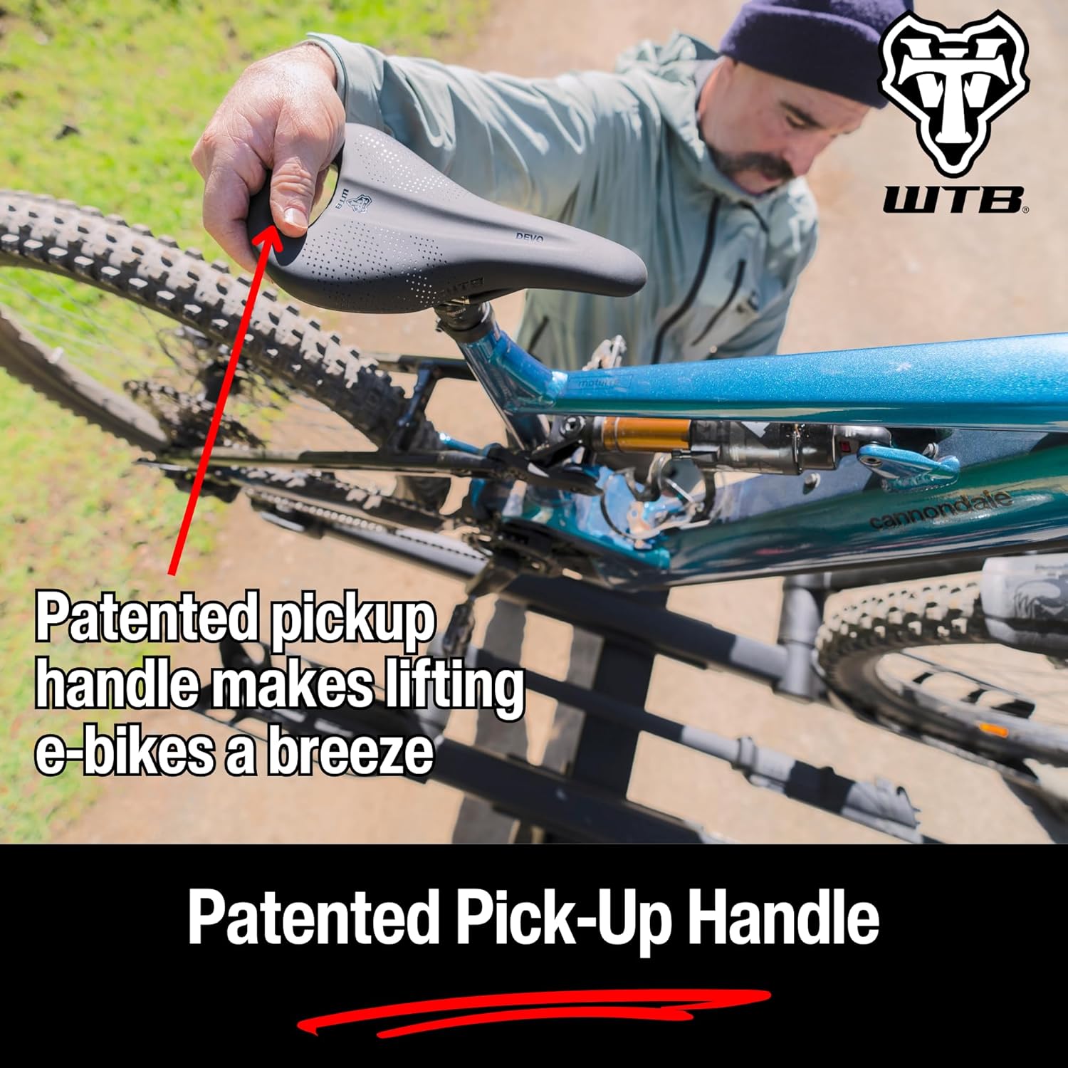 WTB Devo Pickup Mountain Bike Seat (Saddle) - Handle for Effortless Lifting - Fusion Form Base (3 Rail Options)