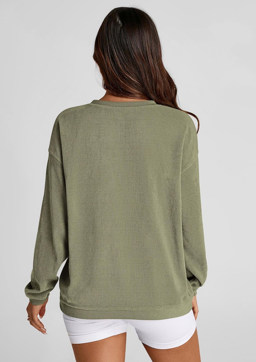 PRETTYGARDEN Women's Oversized Sweatshirt 2025 Fall Fashion Clothes Ribbed Corduroy Long Sleeve Going Out Pullover Tops - Image 2