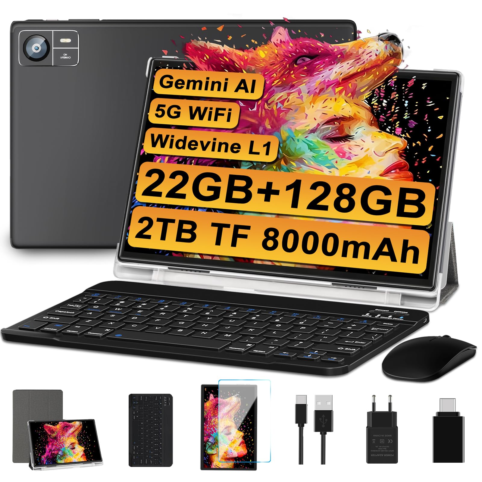 Android Widevine L1 5GWiFi+BT5.2Type-C軽量 2025 Latest Tablet 10 Inch with Widevine L1, Android 14 Tablet