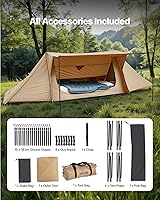 Vista 3 de VEVOR Tienda Caliente, Tiendas de Campaña Tipi Calientes con Toma para Estufa, Tiendas de Campaña Portátiles de Invierno con Faldón para Nieve