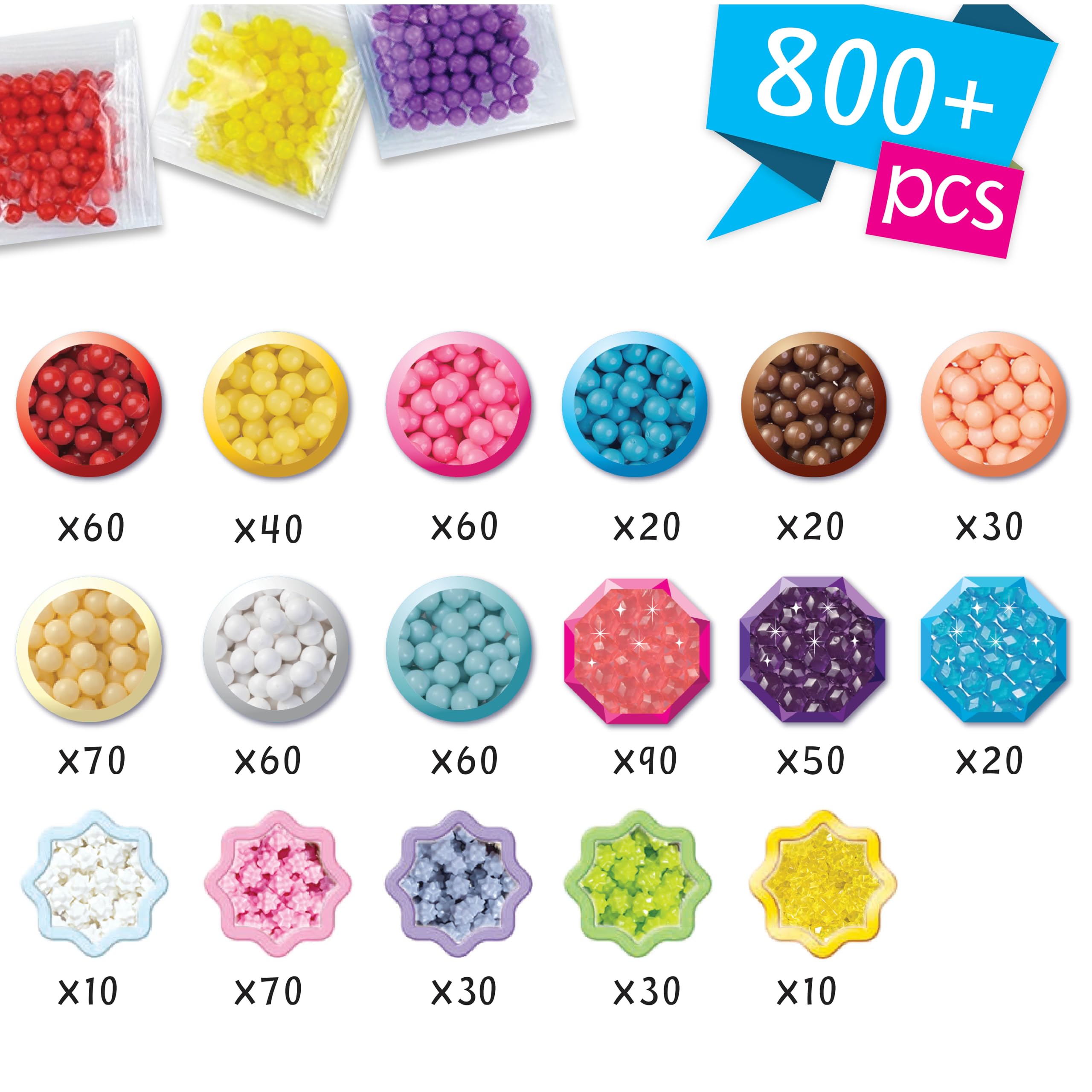 Aquabeads - Mondo da Fata - Kit Completo con Oltre 820 Perline, Accessori Indossabili e Display – Modello 31766