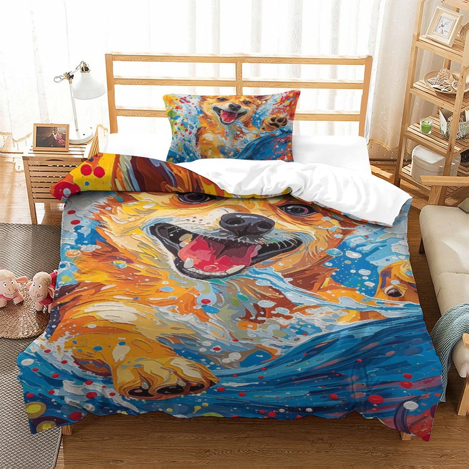 Housse de couette 135x200 pour enfant avec fermeture éclair et taies d'oreiller