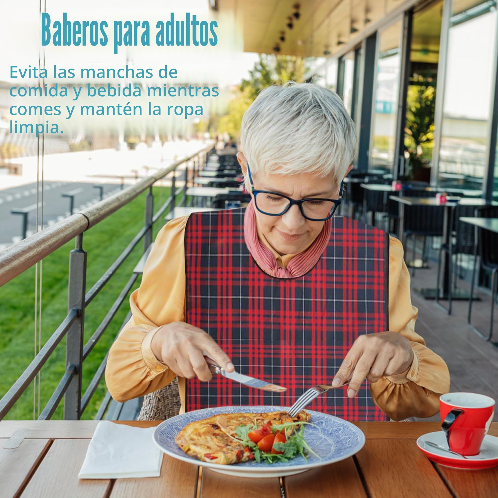 Baberos Lavables para Adultos, 3 Piezas Babero Impermeable Grande Protectores de Ropa, Reutilizables Baberos Personas Mayores, para Hombres Mujeres Ancianos y Discapacitados