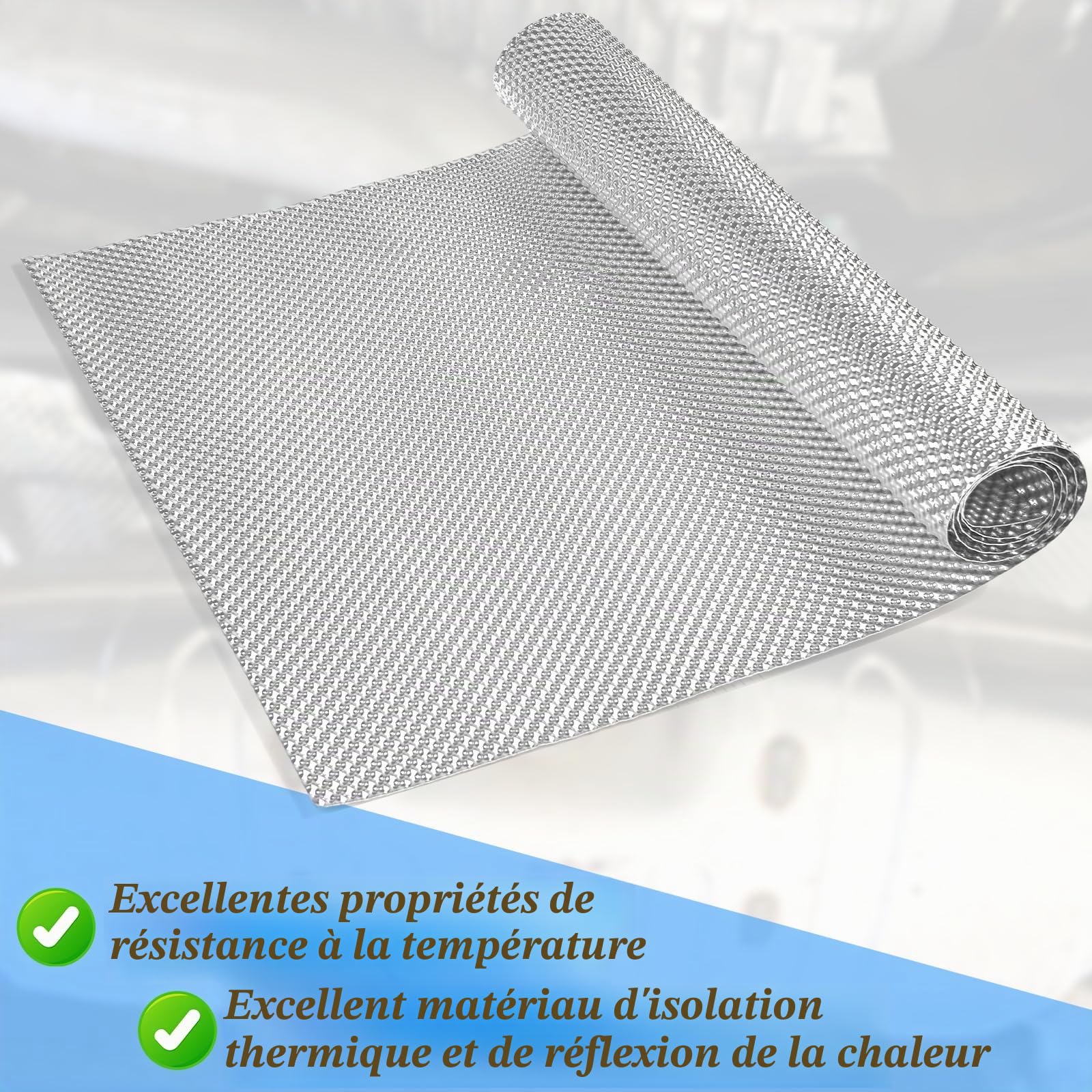 Plaque de protection thermique 100 cm x 40 cm pour véhicule - Plaque de protection thermique ajourée - Kit de réparation de protection thermique pour voiture, sport automobile - Isolation