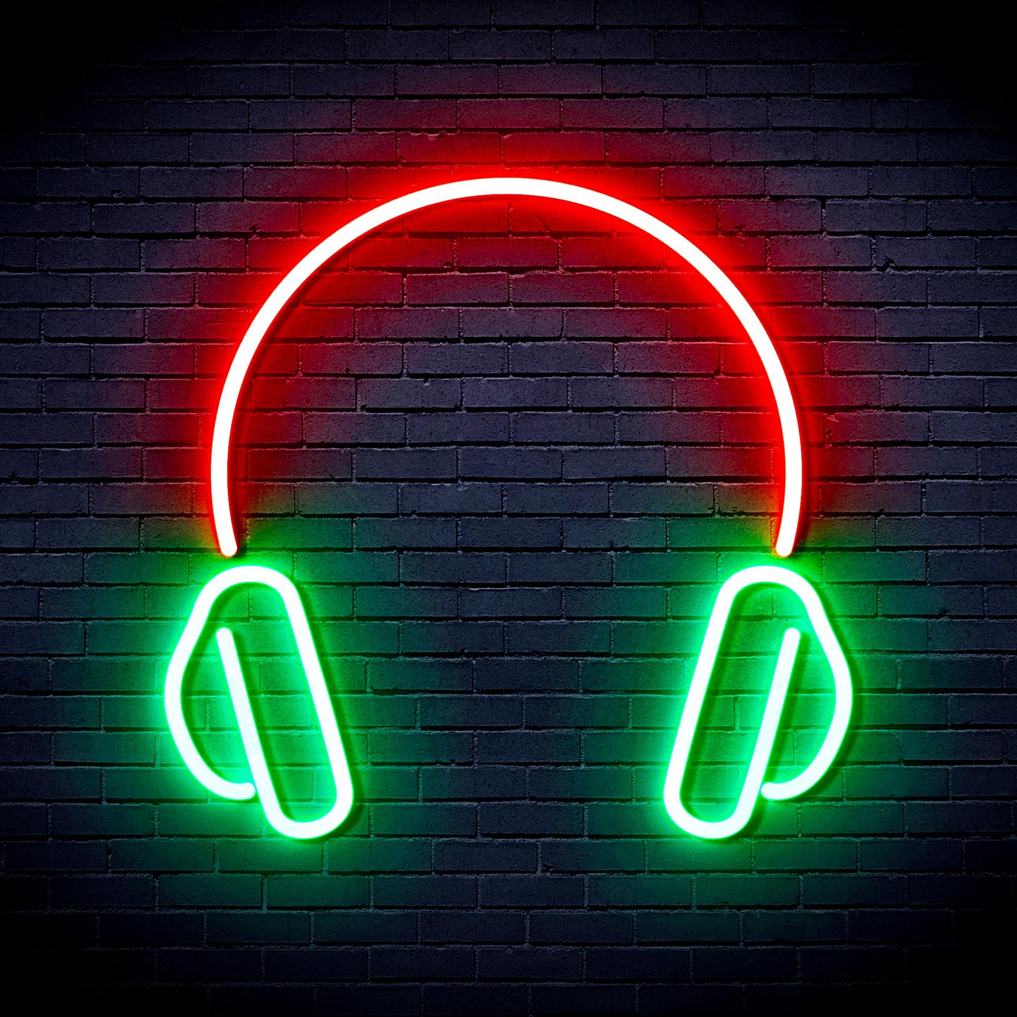 ADVPRO Headphone Flex Silicone LED Neon Sign - Green & Red - st16s66-fnu0033-gr