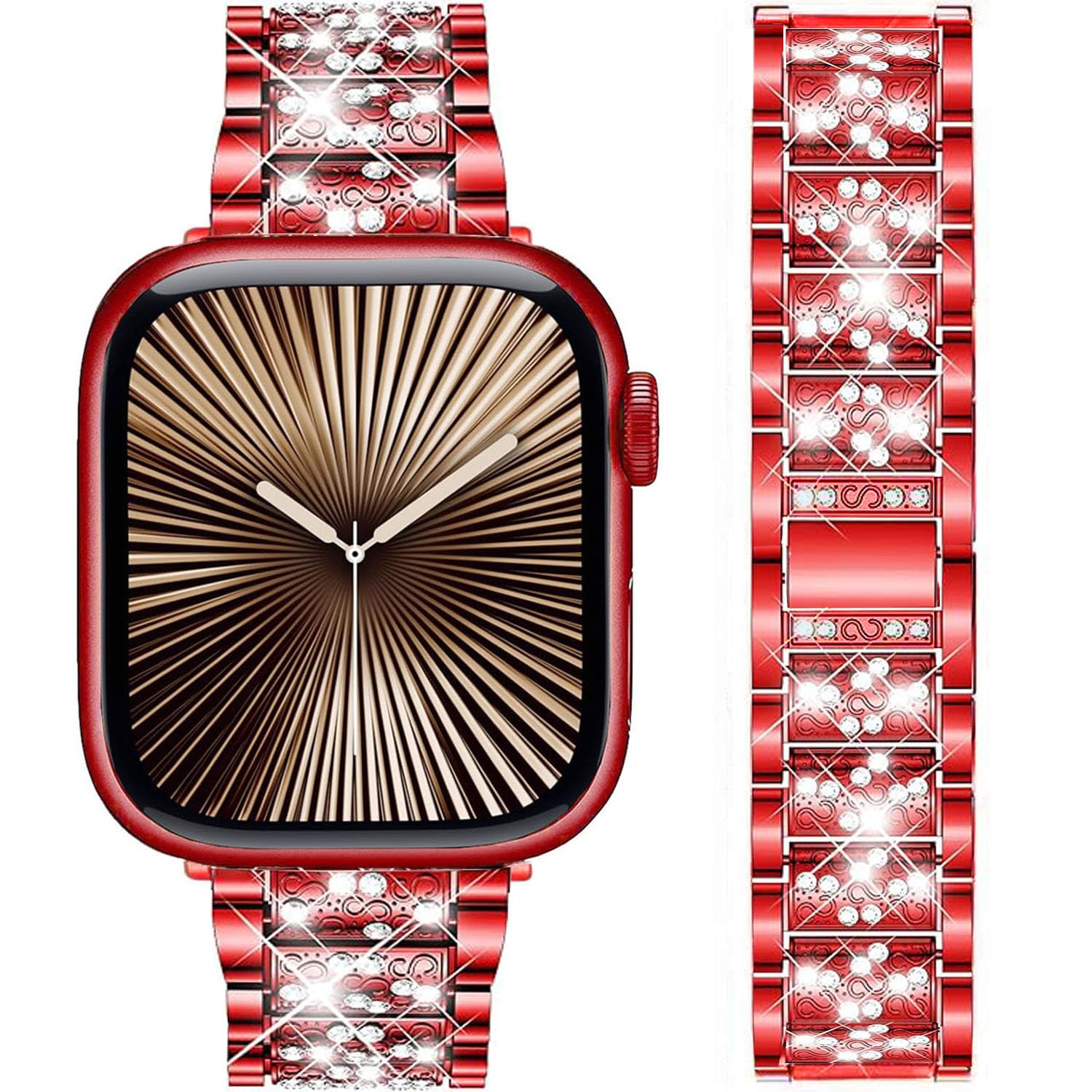 DEALELE Bands Compatible with Apple Watch 49mm 46mm 42mm 45mm 41mm 44mm 40mm 38mm, Bling Diamond Metal Replacement Strap for iWatch Series 11/10 / 9/8