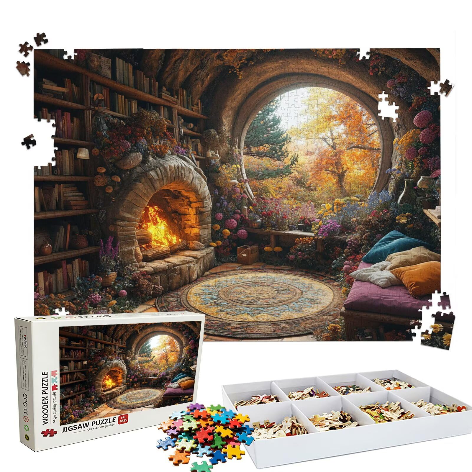 Puzzle 5000 elementów leśnej księgarni - duże drewniane puzzle - 5000 elementów dla dorosłych - gra inteligencyjna - z wykwintnym pudełkiem do pakowania - precyzyjne cięcie - jakość kolorowe puzzle