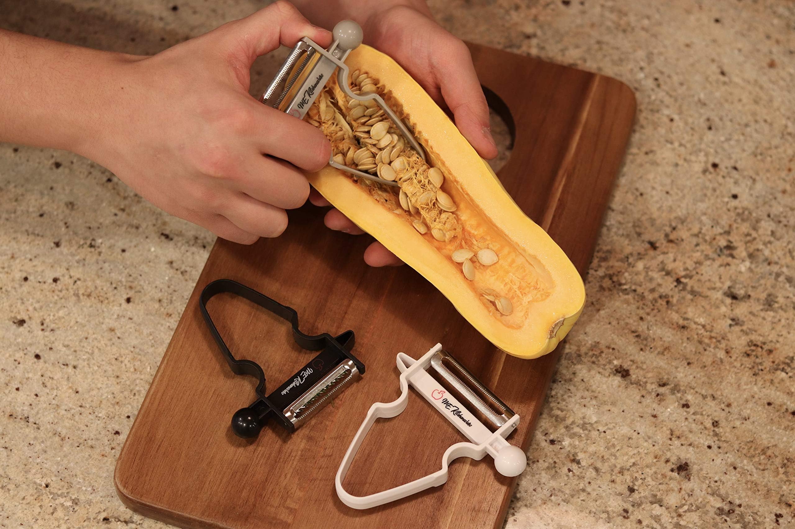 The NEW COLOR 3-Pack Magic Trio Peeler. Peel ANYTHING In Seconds With The Stainless Steel Double Edge Professional Blades. Perfect For Fruits & Vegetables!
