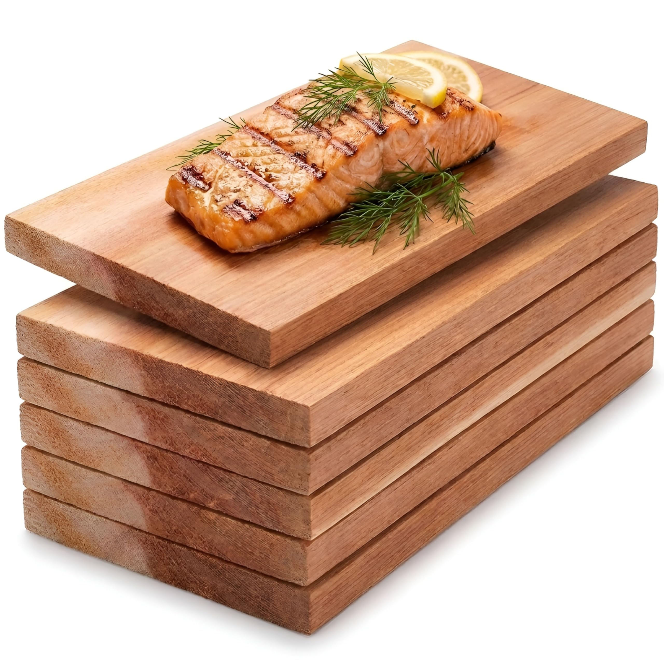MAVANTO XXL Grillbretter Räucherbretter - Kanadisches Zedernholzbrett zum Grillen - EXTRA DICK (30x14x1,5cm) langlebig & wiederverwendbar (6er Set)