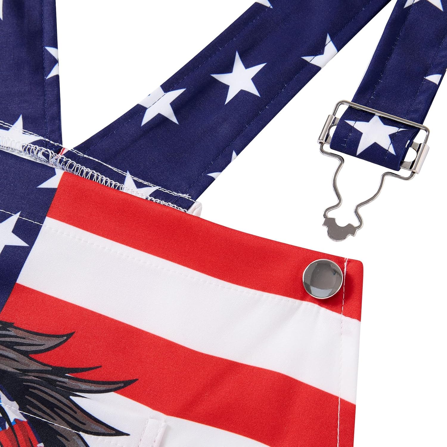 Men American Flag Overalls Adjustable Strap Summer Long Jumpsuits