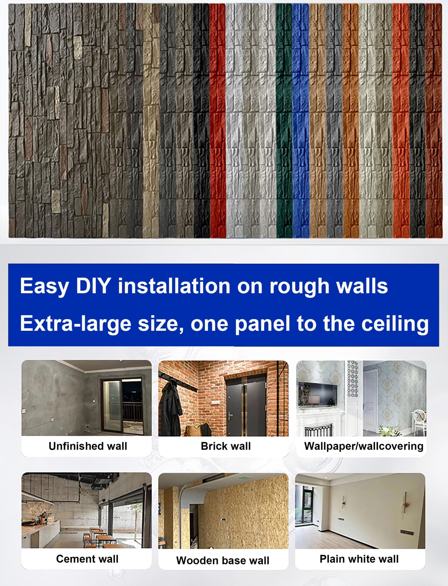 Paneles de pared de piedra sintética 3D, revestimiento de revestimiento de imitación para decoración de pared interior y exterior, paquete de 2