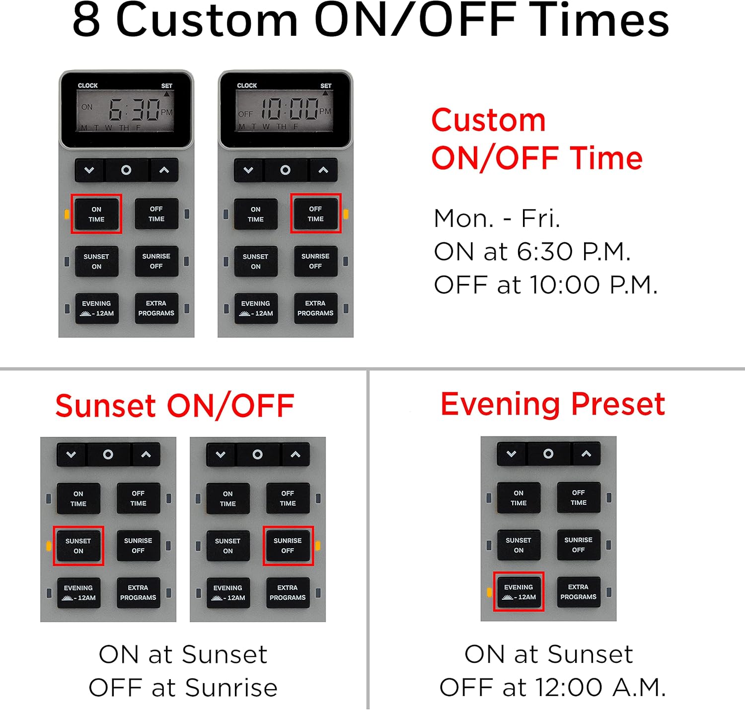 UltraPro Daysmart 7-Day Digital Timer, Plug-in, 2 Grounded Outlets, Simple Setup, Daily Settings, Sunrise to Sunset, Ideal for Indoor, Outdoor, LED, Landscape, Seasonal Lighting, 40956, Gray : Everything Else