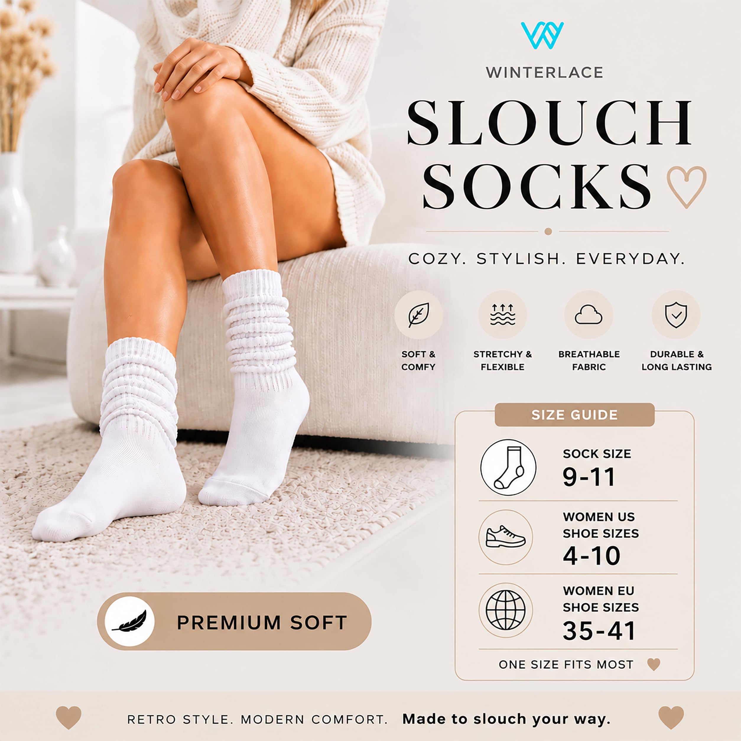 Winterlace Chaussettes Souples Moderne Femme (lot de 6)