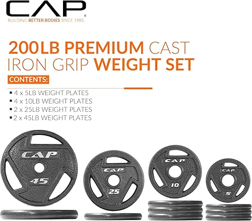 Miniatura 2 de CAP Barbell Juego de pesas olímpicas de hierro fundido de 2 pulgadas  75-285 libras  Múltiples opciones