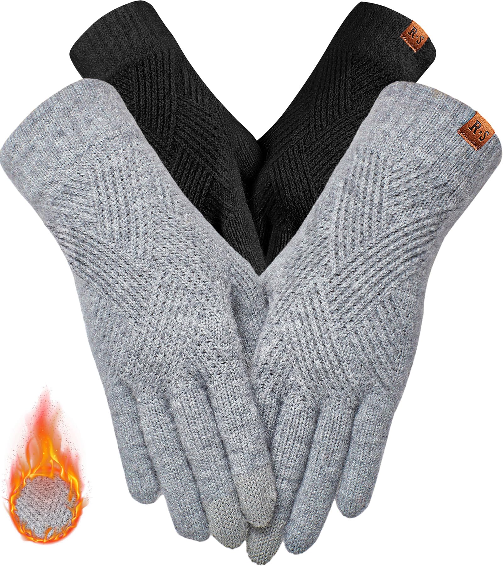 REACH STAR Winter Gloves for Women Touch Screen Elastic Thermal Knit Lining Warm Gloves for Cold Weather