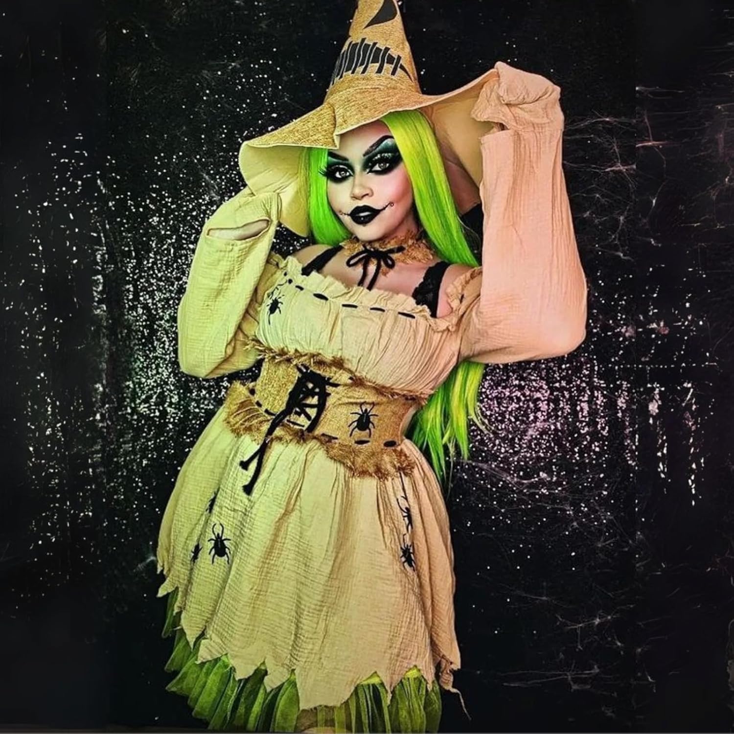 Leg Avenue Women's 3 Pc Bugged Out Baddie Costume with Dress, Choker, Hat