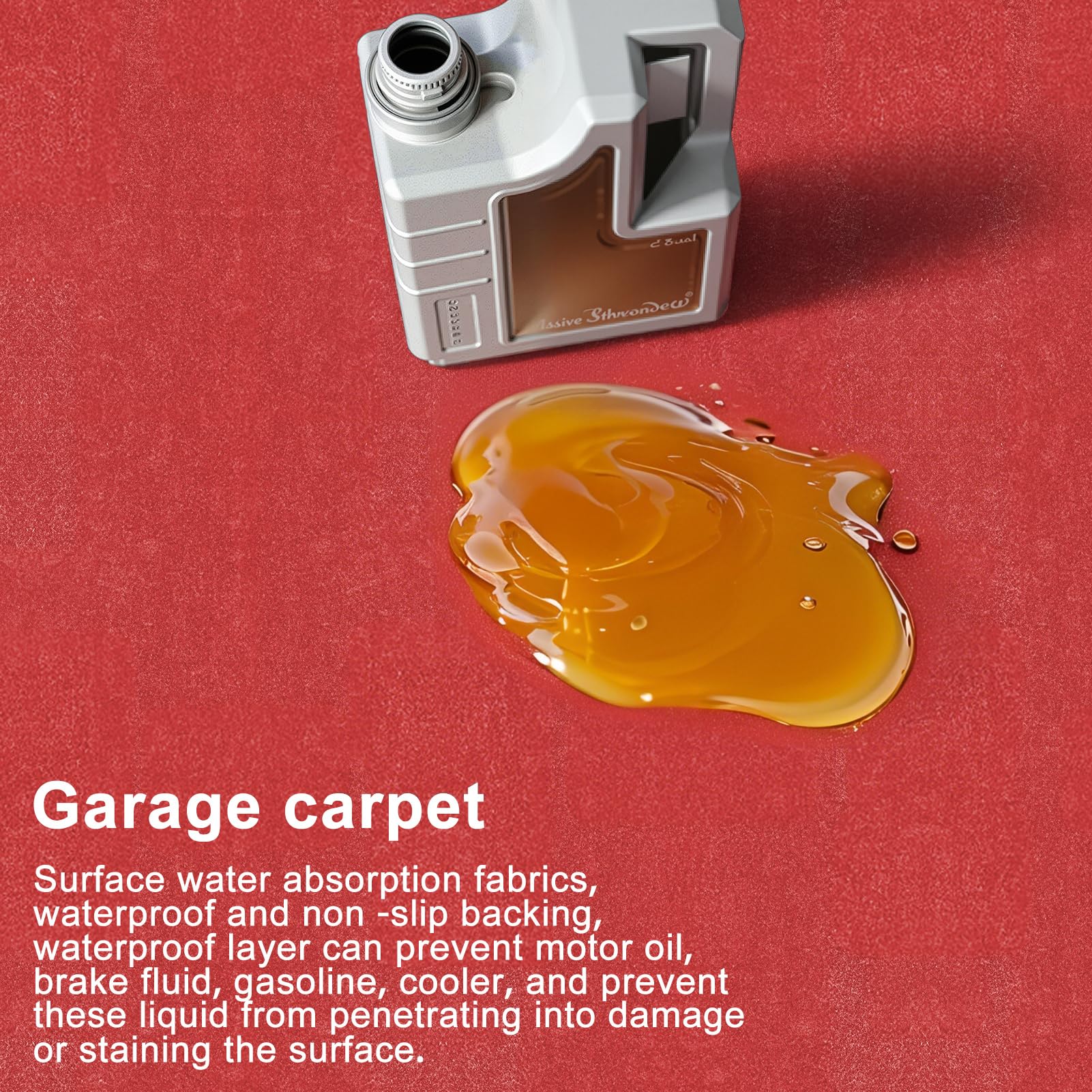 Tappetino da garage extra large, 230 x 520 cm, per garage, per sotto l'auto, colore grigio scuro, assorbente, impermeabile, antiscivolo, per garage, moto (rosso)