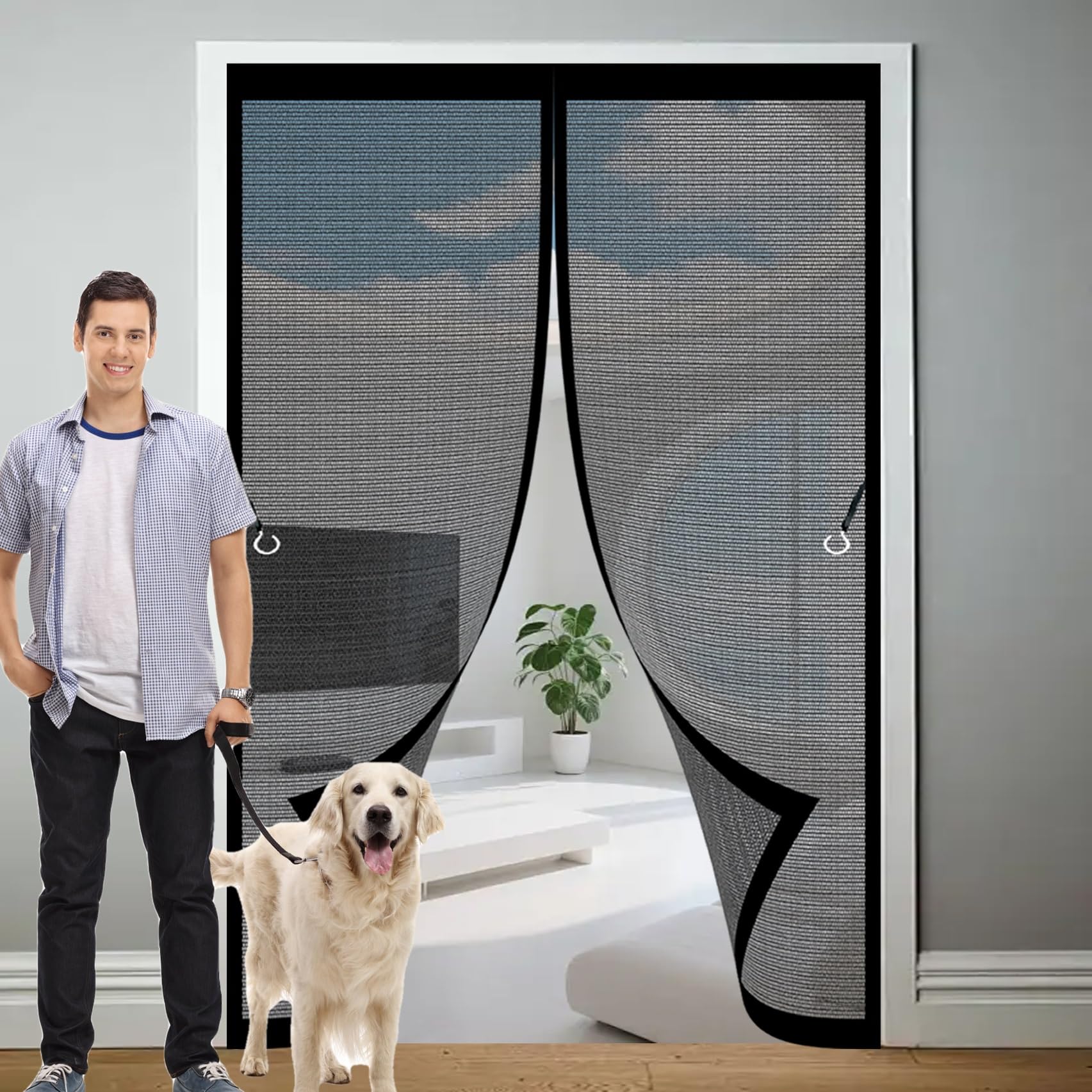 Moustiquaire porte magnétique 106 x 154 cm noire à maille fine
