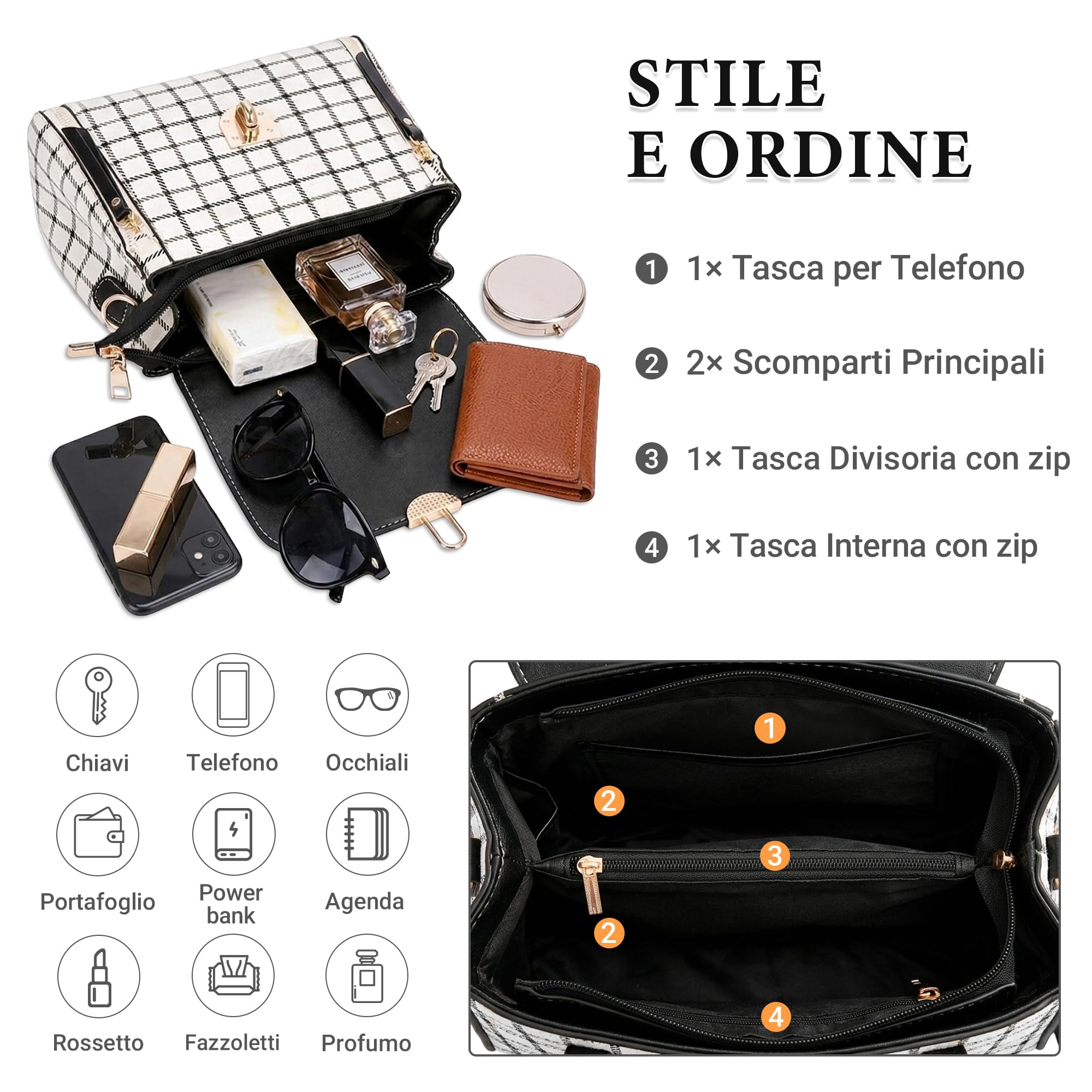DIRRONA Carino Borsa a Mano Moda Casuale Borsa a Tracolla Donna Borse a Spalla Viaggiare Lavori PU Pelle Tote Borse Reticolo Borsa Donna Nero