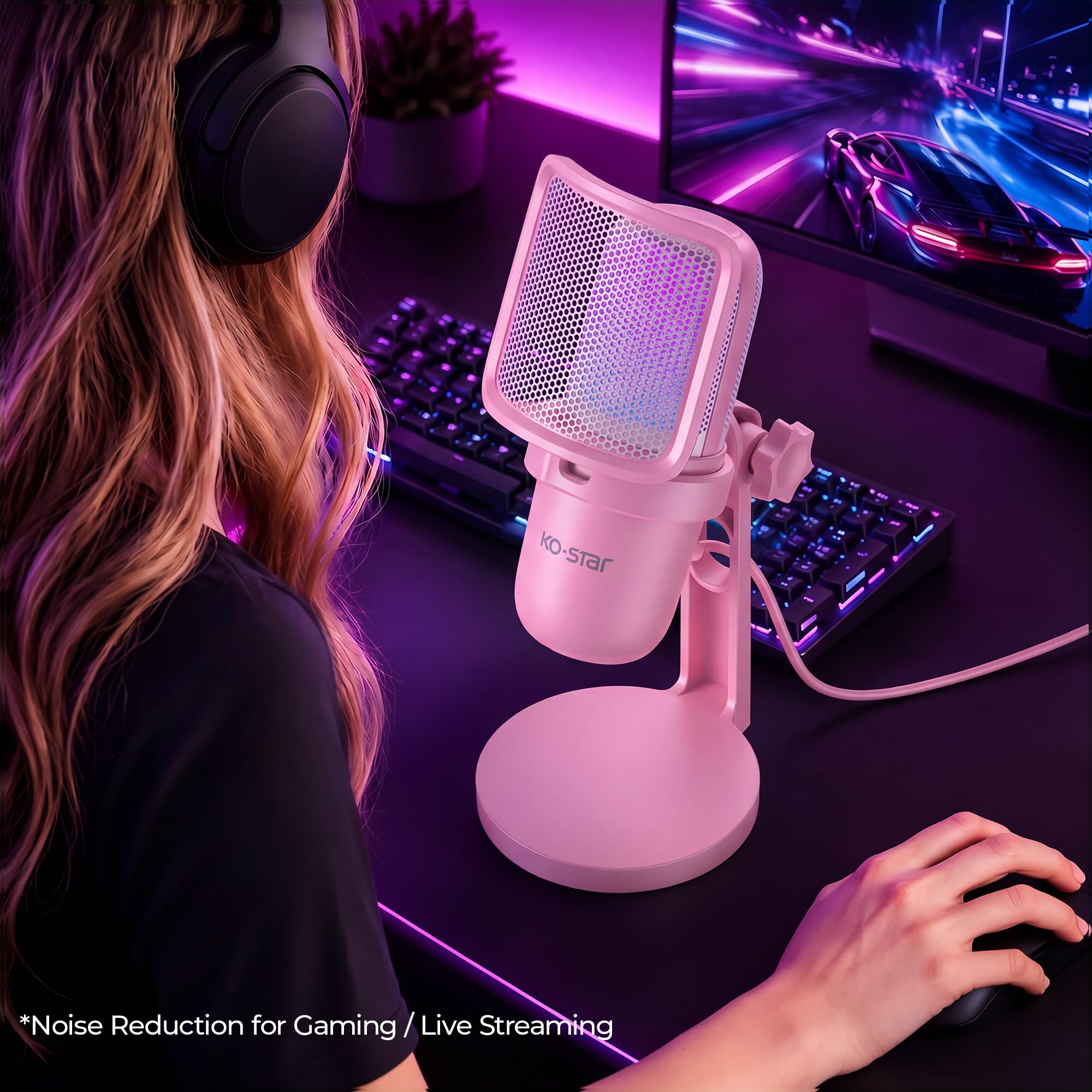 Mikrofon USB do komputera, mikrofon Asmr, mikrofon do gier komputerowych do PS4 / PS5 / Mac, mikrofon strumieniowy do gier komputerowych, mikrofon pojemnościowy ze strumieniowaniem RGB, filtr