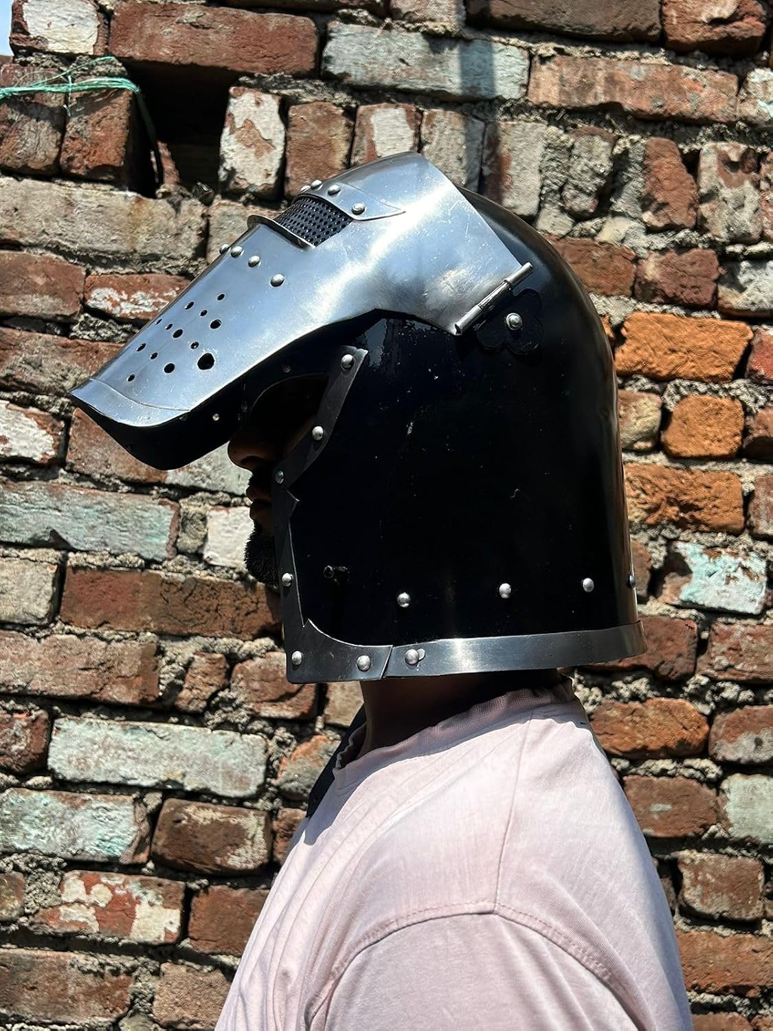 Medieval Great Helm Knight Helmet, Steel, Crusader Armor for LARP, Cosplay and Reenactment
