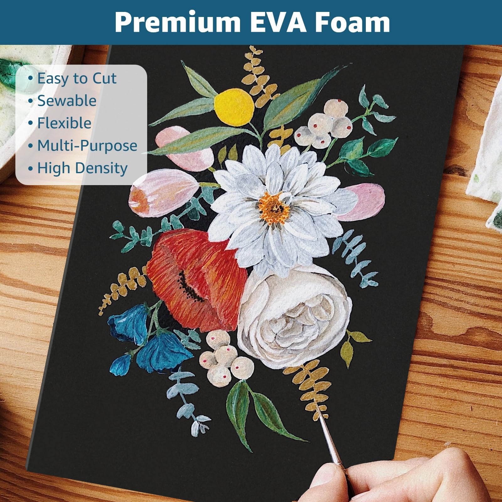 YAYODS 10 unidades de espuma EVA negra de 5 mm, 210 x 297 mm, densidad 75 kg/m³, corte de espuma, tabla de espuma para manualidades, proyectos de bricolaje, Halloween, papel Scrapbooking