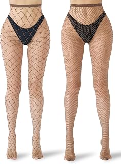 Fishnet Stockings for Women 2-Pack (Large/Small Mesh) | Carnival, Cosplay, & Sexy Stockings for Women