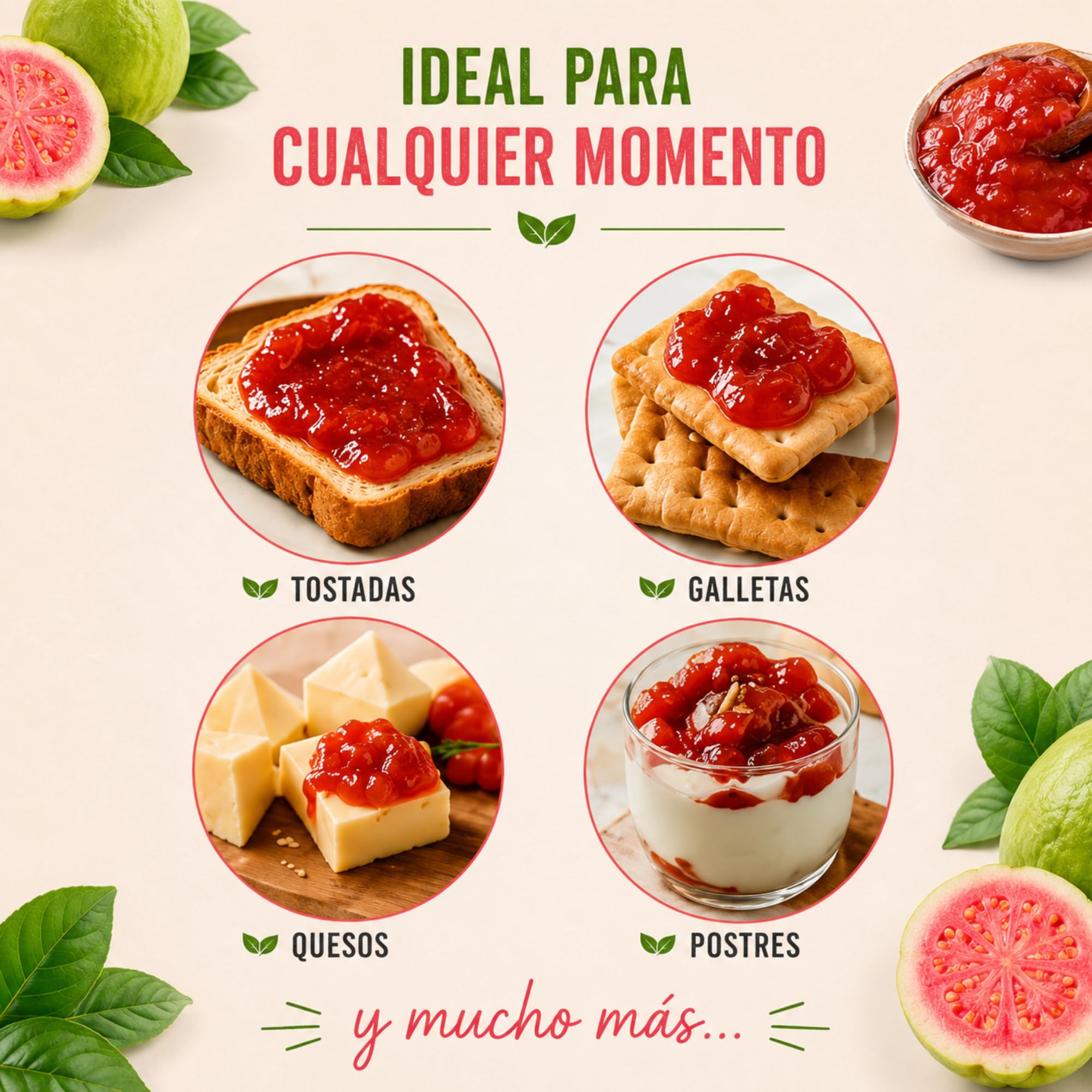 Gourmet Latino - Mermelada de Guayaba - 260 g - Ideal para Desayuno o Meriendas - Sabor Tropical Auténtico - Alto Contenido en Hidratos de Carbono
