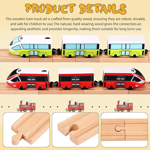 Miniatura 9 de Liliful Paquete de 16 vías de tren rectas de madera de expansión macho-macho, hembra-hembra, compatible con la mayoría de vías de tren de 6 pulgadas