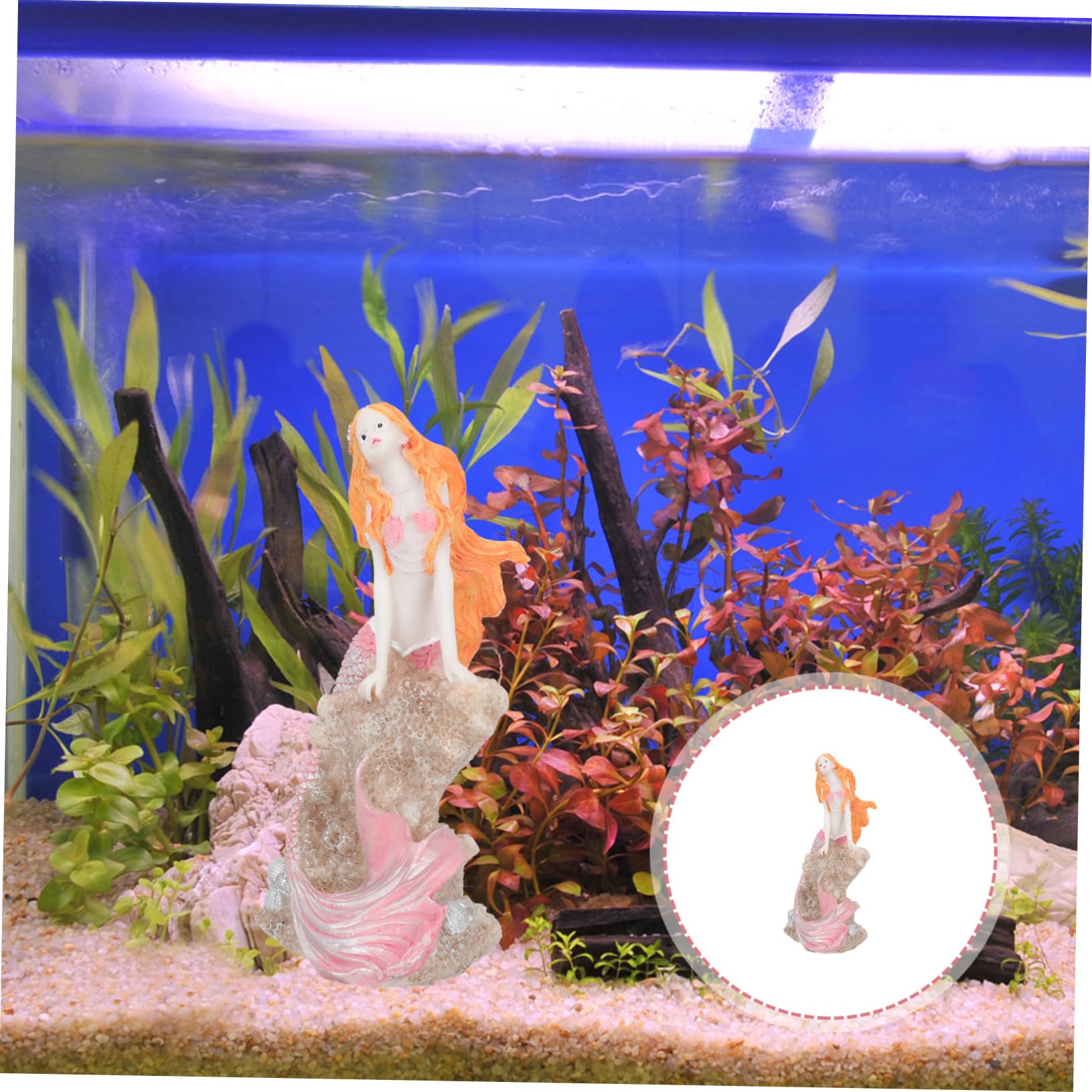 Cabilock 2 Pezzi decorazione sirena ornamento arredamento decorazione dell'acquario accessori per acquari fornitura acquario paesaggio del serbatoio di pesce resina rosa