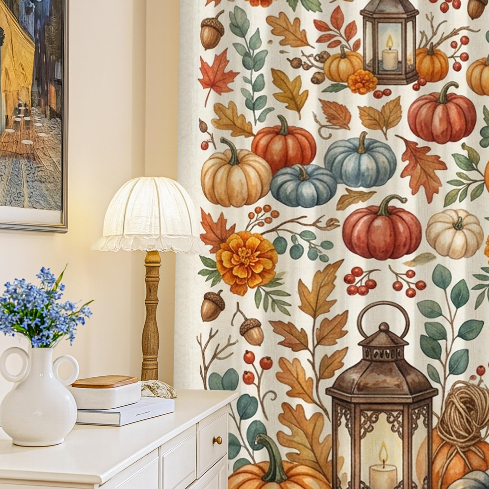Rideaux occultants thermiques anti-froid à motif feuilles d'automne pour chambre d'enfant