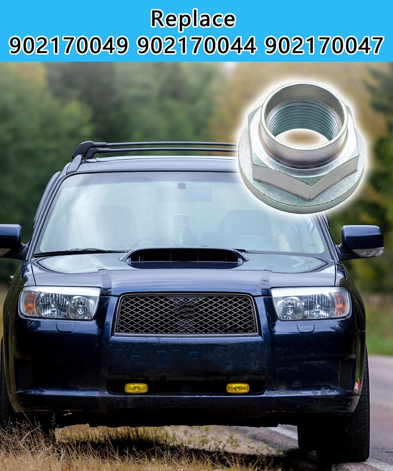 4Pcs Front & Rear CV Axle Nut Kit Compatible with 2006-2025 Subaru Forester, Outback Legacy, Impreza, Crosstrek BRZ, WRX, Ascent,Sti, Spindle Nut Replace 902170049 902170044 902170047