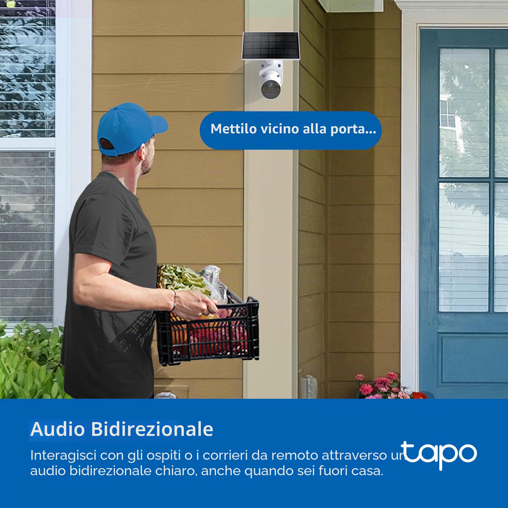 Tapo TC82 KIT 2K 3MP Telecamera di Sicurezza Solare a Batteria per Esterni, Senza Manutenzione, Visione Notturna a Colori, Telecamera per Esterni Senza Canone Mensile, Rilevamento Intelligente di