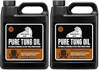 Walrus Oil - 100% Pure Tung Oil, Wood Finish for Any Woodworking Project, Natural, VOC-Free. 128oz / 1 Gallon Jug 2 Pack
