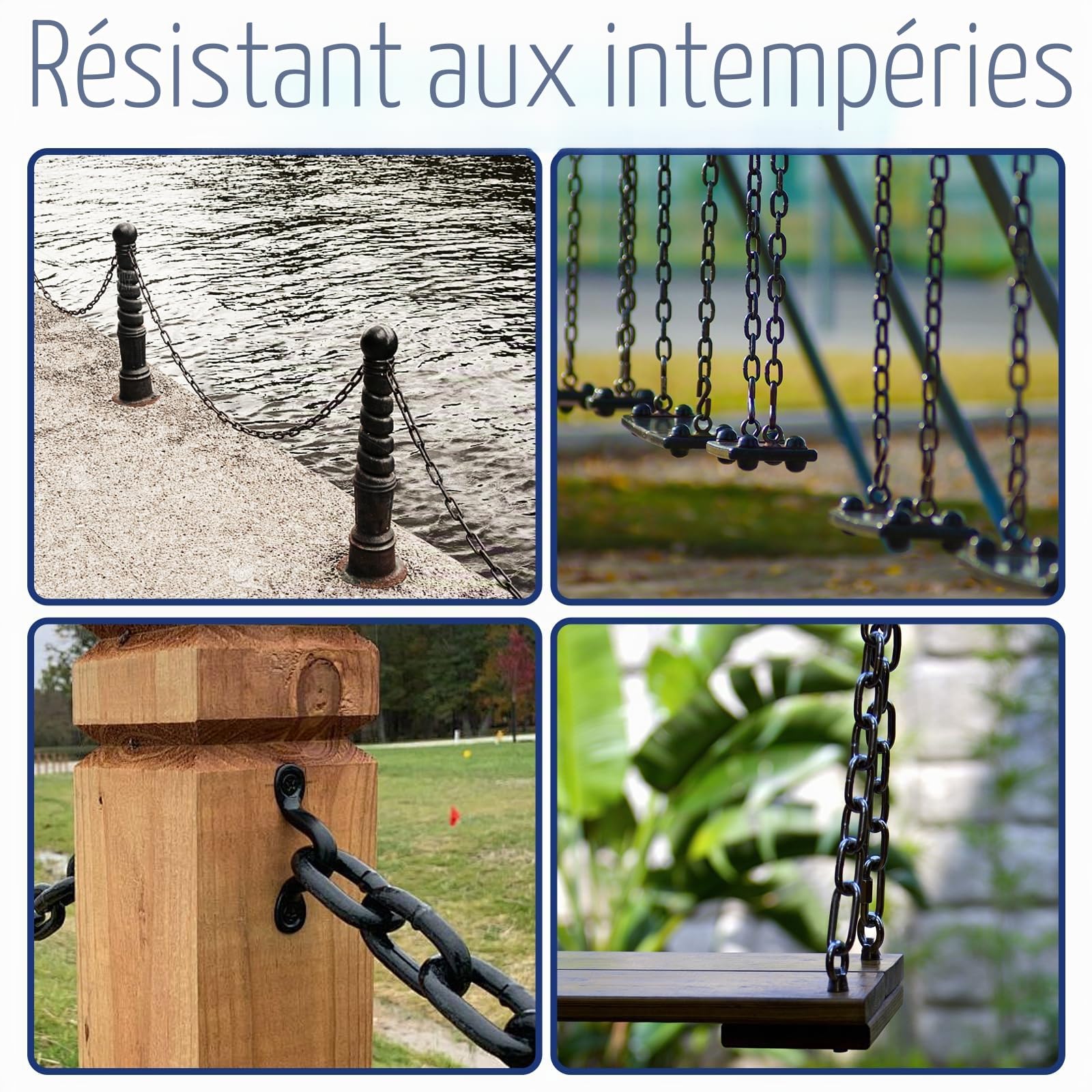 Chaîne en acier au carbone, 9 m, 4 mm d'épaisseur, noire, pour chaîne de chien, de lampe et de barrière