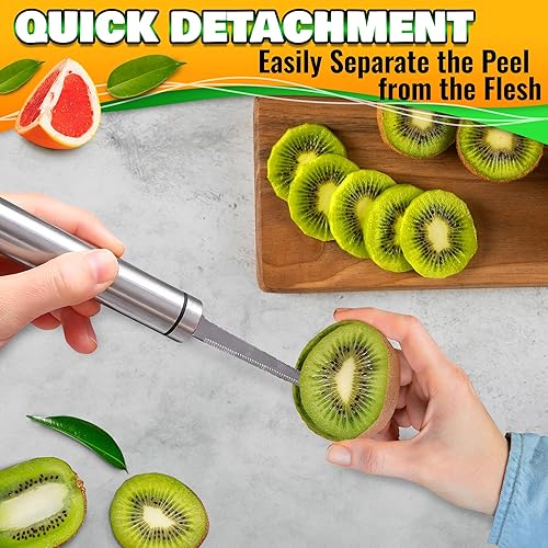Miniatura 8 de HYQO Cuchillo de toronja para tallar – Cuchillo dentado de chef cortador de uva de fruta curvada para cocina dentada pequeña, pelador de naranja