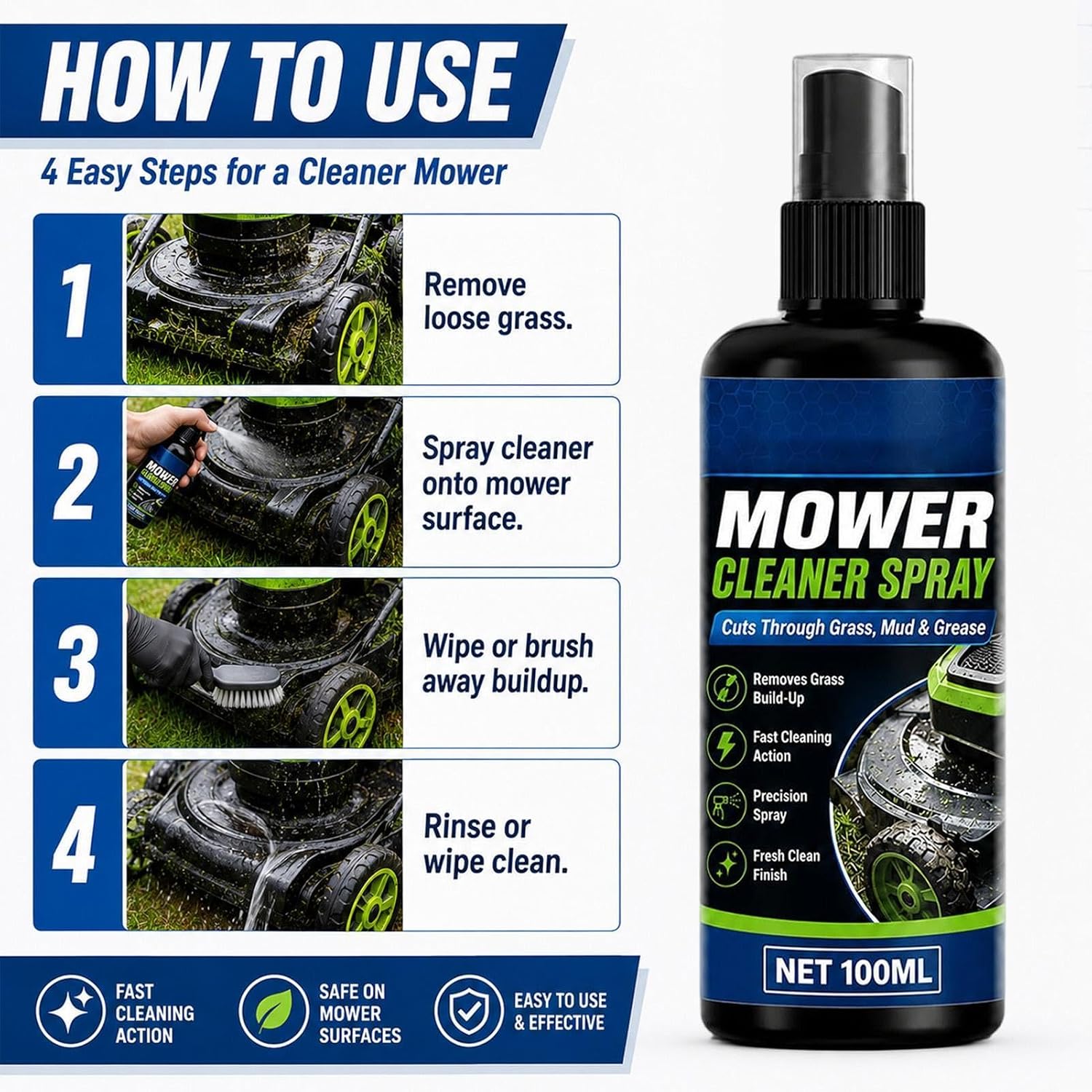 Mower Degreaser Spray 100ml Metal-safe High-performance Gentle