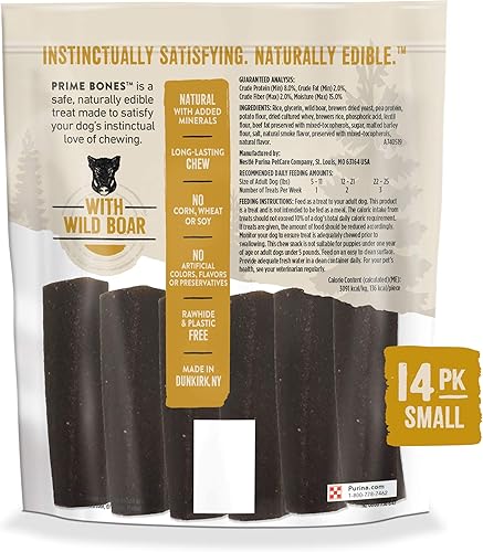 Miniatura 5 de Purina Prime Bones Made in USA Facilities Natural Small Dog Treat, Filled Chew With Wild Boar - (4) 14 ct. Pouches