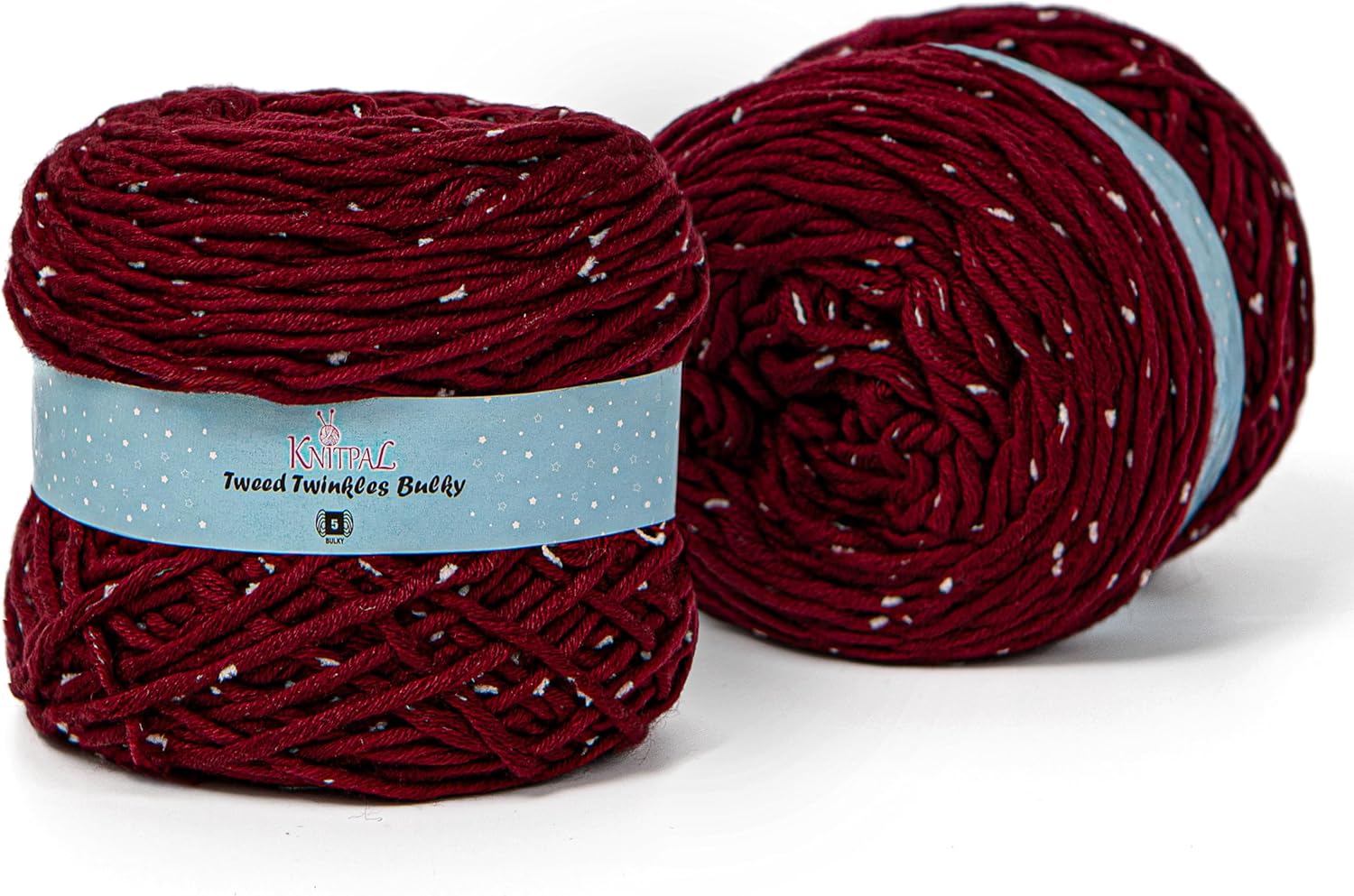 Tweed Twinkles Bulky Acrylic Yarn for Crocheting, 2-Pack (400Yds / 400G), Free Patterns - #5 Weight Chunky Tweed Yarn for Knitting - Burgundy Red