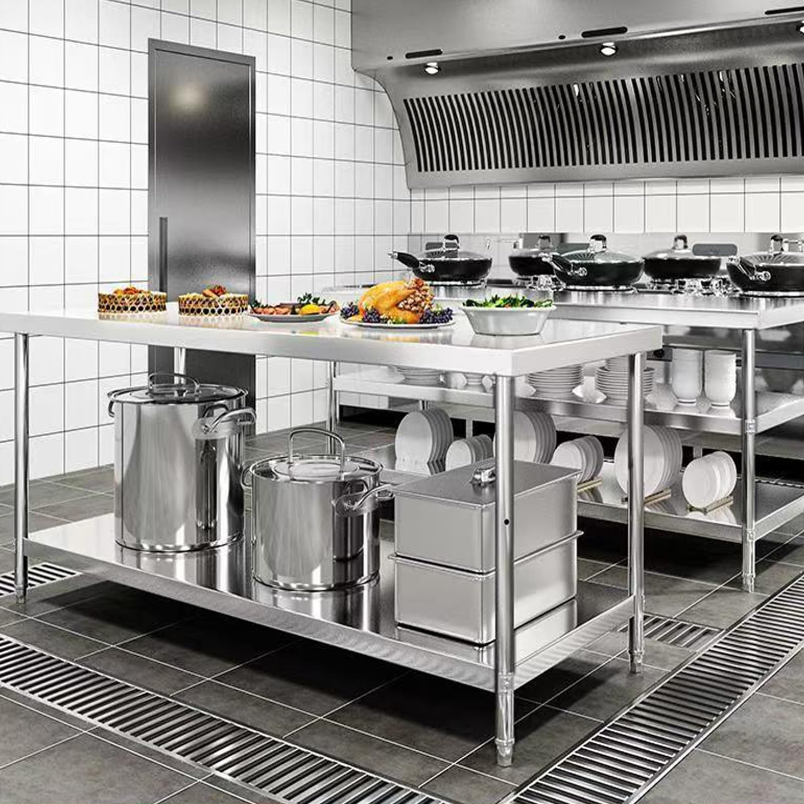 stół roboczy ze stali nierdzewnej do gastronomii, Stół przygotowawczy ze stali nierdzewnej, stół(150 * 50 * 80cm/59 * 19.7 * 31.5in)