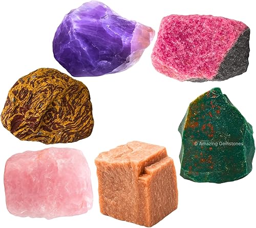Amazing Gemstone Cristales para el período agradable del ciclo menstrual menstrual, juego de 6 piedras de sangre, cuarzo rosa, piedra lunar